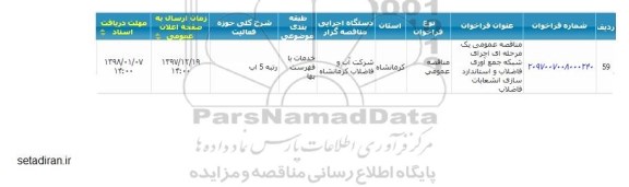 فراخوان مناقصه عمومی , مناقصه عمومی اجرای شبکه جمع آوری فاضلاب و استانداردسازی انشعابات فاضلاب 