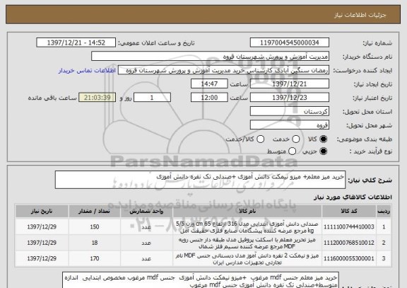 استعلام خرید میز معلم+ میزو نیمکت دانش آموزی +صندلی تک نفره دانش آموزی 