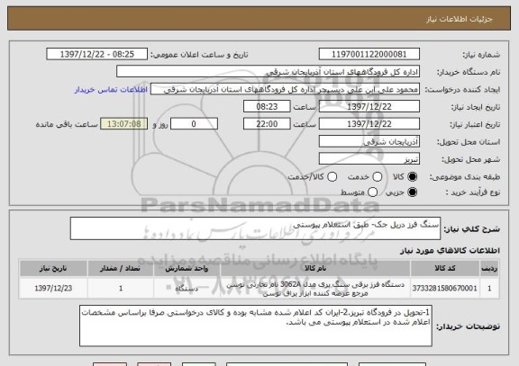 استعلام سنگ فرز دریل جک- طبق استعلام پیوستی