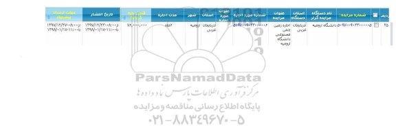 مزایده , مزایده اجاره زمین چمن مصنوعی