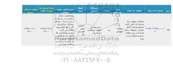 مناقصه ،  مناقصه عمومی یک مرحله ای تامین کلیه مصالح و اجرای کامل عملیات محوطه سازی تعدادی...