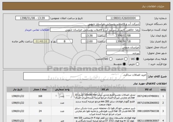 استعلام خرید اتصالات ساکرد.