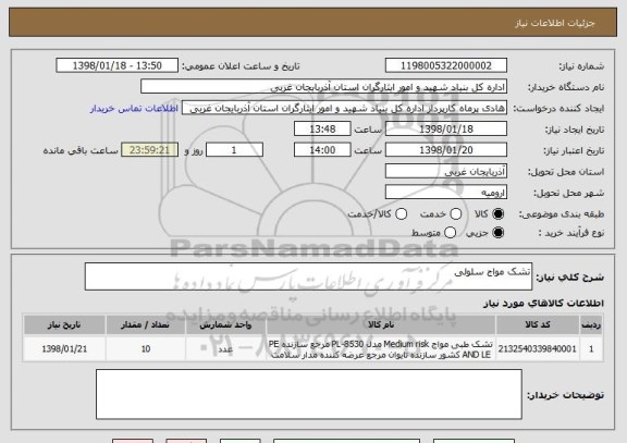 استعلام تشک مواج سلولی 