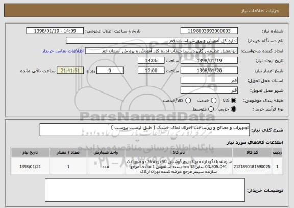 استعلام تجهیزات و مصالح و زیرساخت اجرای نمای خشک ( طبق لیست پیوست )