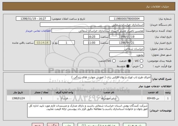 استعلام اجرای طرح تاب اوری و توان افزایی زنان ( اموزش مهارت های زندگی )