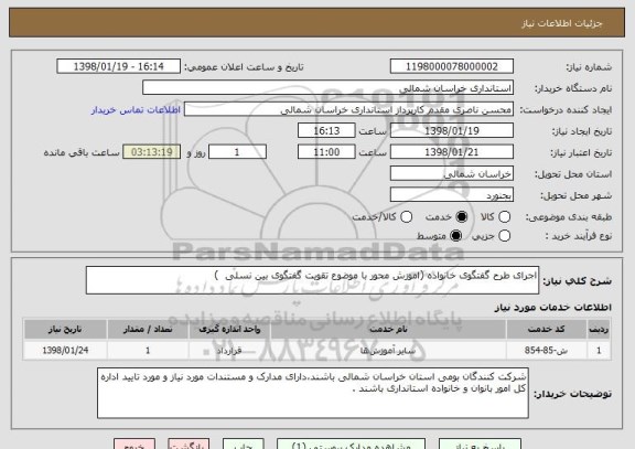 استعلام اجرای طرح گفتگوی خانواده (اموزش محور با موضوع تقویت گفتگوی بین نسلی  )