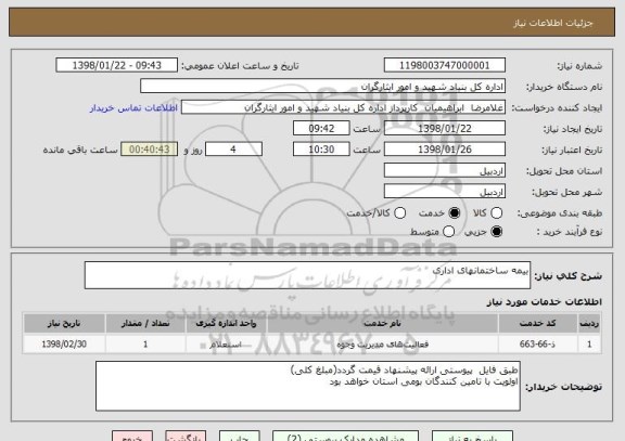 استعلام بیمه ساختمانهای اداری 