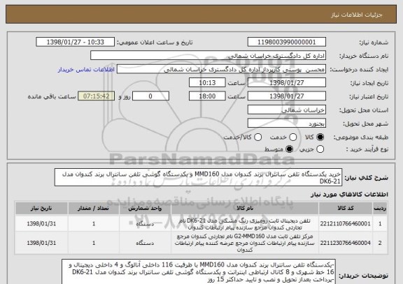 استعلام خرید یکدستگاه تلفن سانترال برند کندوان مدل MMD160 و یکدستگاه گوشی تلفن سانترال برند کندوان مدل DK6-21