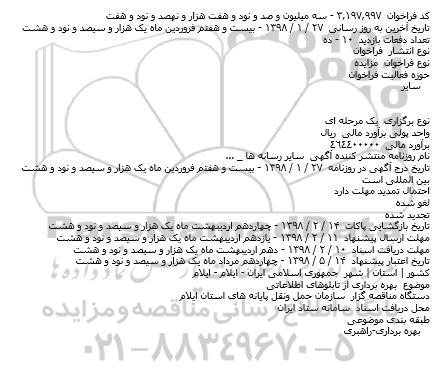 مزایده, مزایده  بهره برداری از تابلوهای اطلاعاتی    