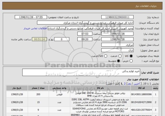 استعلام خرید لوازم یدکی 