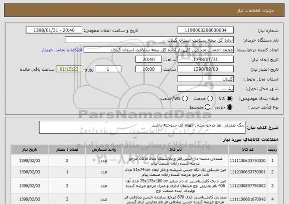 استعلام رنگ صندلی ها درخواستی قهوه ای سوخته باشد