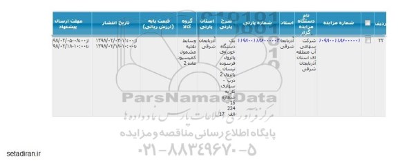 مزایده   یک دستگاه خودروی پاترول فرسوده نیسان پاترول 2 درب 