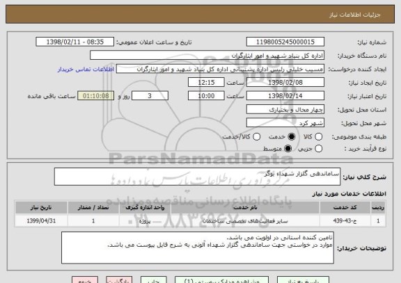 استعلام ساماندهی گلزار شهداء بوگر