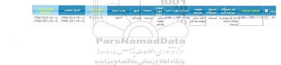 آگهی مزایده, مزایده اجاره سالن تنومند 