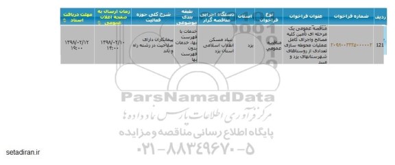 مناقصه  تامین کلیه مصالح و اجرای کامل عملیات محوطه سازی