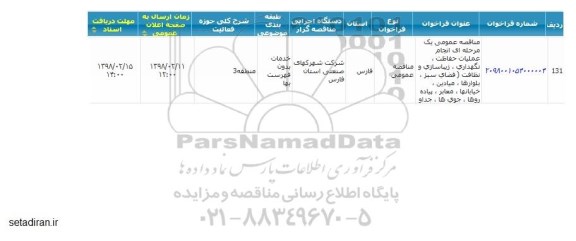 مناقصه مناقصه انجام عملیات حفاظت، نگهداری، زیباسازی و ...