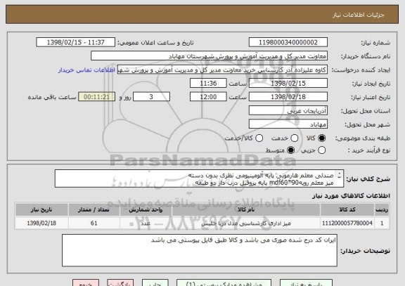 استعلام صندلی معلم هارمونی پایه آلومینیومی نظری بدون دسته
میز معلم رویهmdf60*90 پایه پروفیل درب دار دو طبقه
