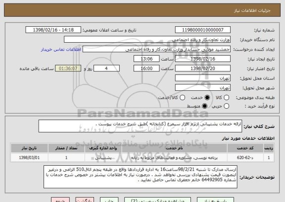 استعلام ارائه خدمات پشتیبانی ازنرم افزار سیمرغ (کتابخانه )طبق شرح خدمات پیوست .