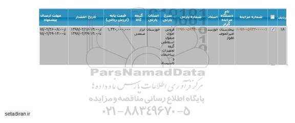 مزایده،  مزایده فروش اموال منقول اسقاطی گروه تجهیزات ساختمانی و تاسیساتی 