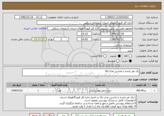 استعلام یک نفر راننده با ماشین مدل بالا 