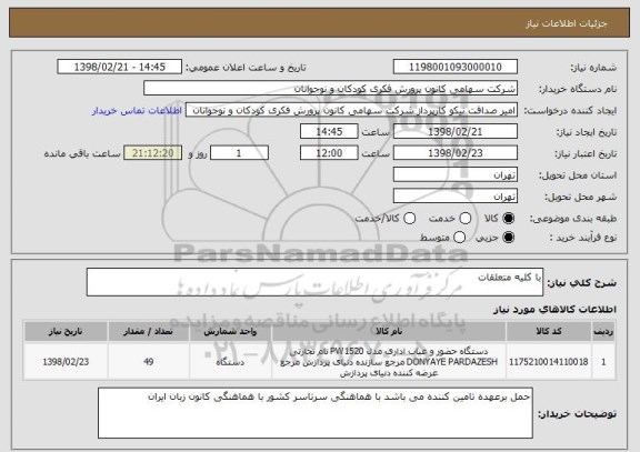 استعلام با کلیه متعلقات 