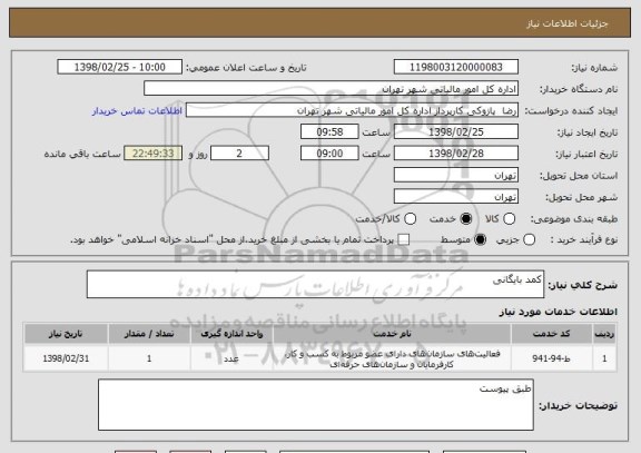 استعلام کمد بایگانی