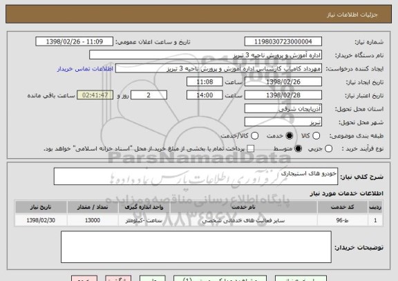 استعلام خودرو های استیجاری