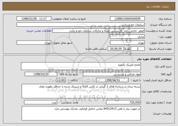 استعلام نعناع خشک تکنفره