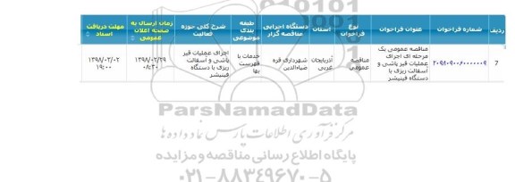 مناقصه قیر پاشی و آسفالت ریزی با دستگاه فینیشر 