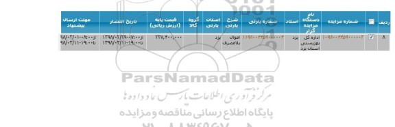 مزایده, مزایده  اموال بلامصرف  