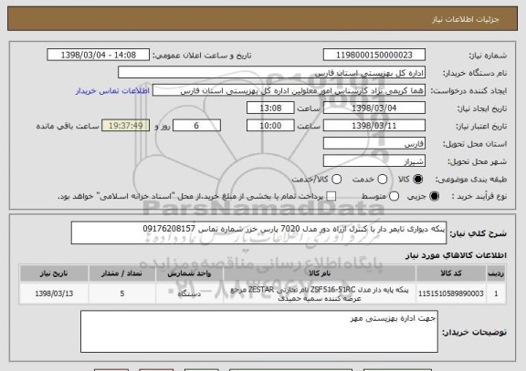 استعلام پنکه دیواری تایمر دار با کنترل ازراه دور مدل 7020 پارس خزر شماره تماس 09176208157