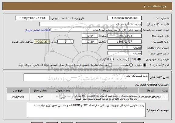 استعلام خرید آبسلانگ ایرانی 