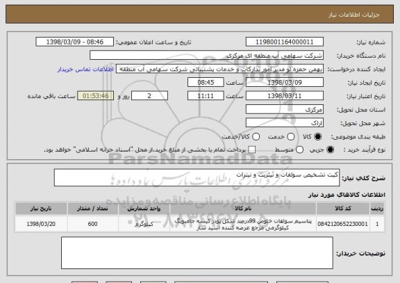 استعلام کیت تشخیص سولفات و نیتریت و نیترات