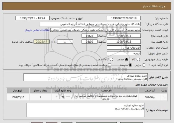 استعلام اجاره مغازه تجاریفایل پیوستی مطالعه شود