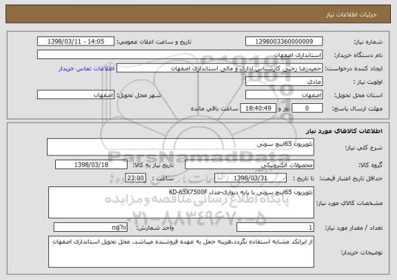 استعلام تلویزیون 65اینچ سونی