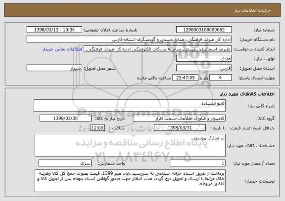 استعلام تابلو ایستاده