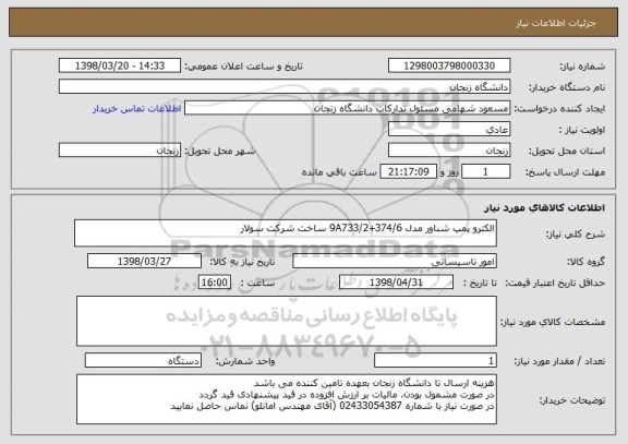 استعلام الکترو پمپ شناور مدل 374/6+9A733/2 ساخت شرکت سولار