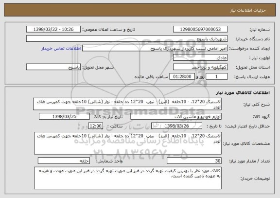 استعلام لاستیک 20*12. - 10حلقه  (البرز) - تیوپ  20*12 ده حلقه - نوار (شالی) 10حلقه جهت کمپرس های لودر 