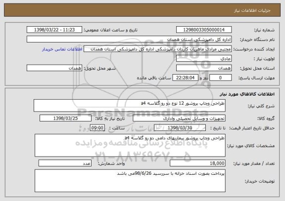 استعلام طراحی وچاپ بروشور 12 نوع دو رو گلاسه a4