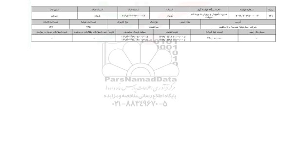 مزایده,مزایده  ساختمان عرصه 485 متر 