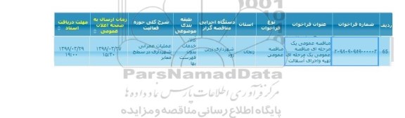 مناقصه ، مناقصه تهیه و اجرای آسفالت