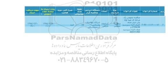 مناقصه, مناقصه عمومی یک مرحله ای تهیه لوله پلی اتیلن  , سامانه تدارکات الکترونیکی دولت