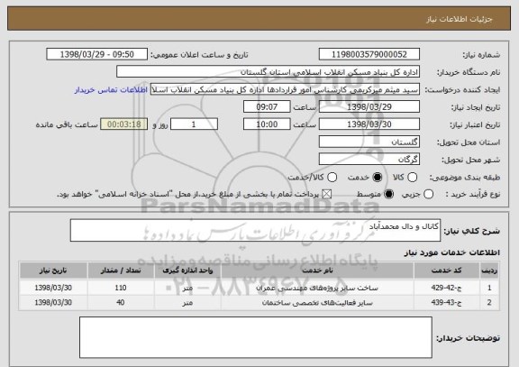 استعلام کانال و دال محمدآباد