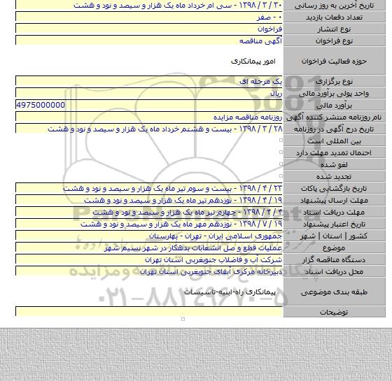 عملیات قطع و صل انشعابات بدهکار در شهر نسیم شهر