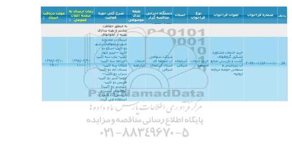 مناقصه خرید خدمات مشاوره 