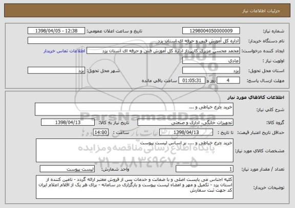 استعلام خرید چرخ خیاطی و ...