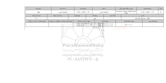 مزایده,مزایده زمین مساحت 200 