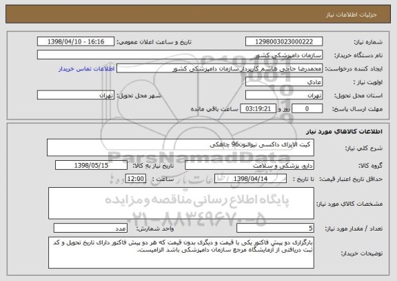 استعلام  کیت الایزای داکسی نیوالنون96 چاهکی 
