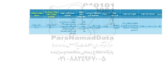 مناقصه مناقصه استاندارد و بازسازی 7 دستگاه اسانسور 