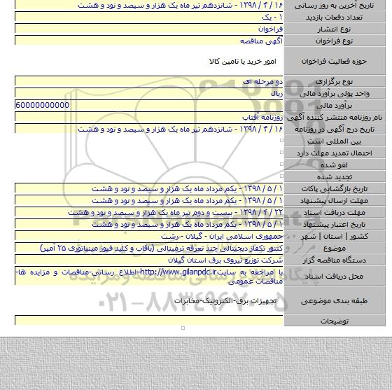 کنتور تکفاز دیجیتالی چند تعرفه ترمینالی (باقاب و کلید فیوز مینیاتوری ۲۵ آمپر)